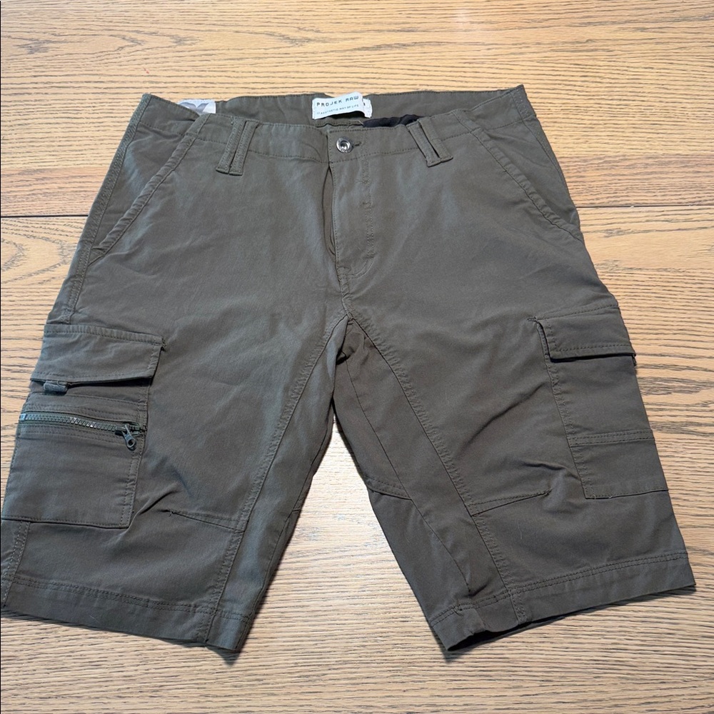 Men's Projek Raw Olive Utility Cargo Shorts - Size 36